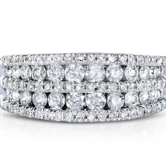 NEW MULTI LAYER S925 STERLING SILVER DIAMOND RING - Picture 1 of 7